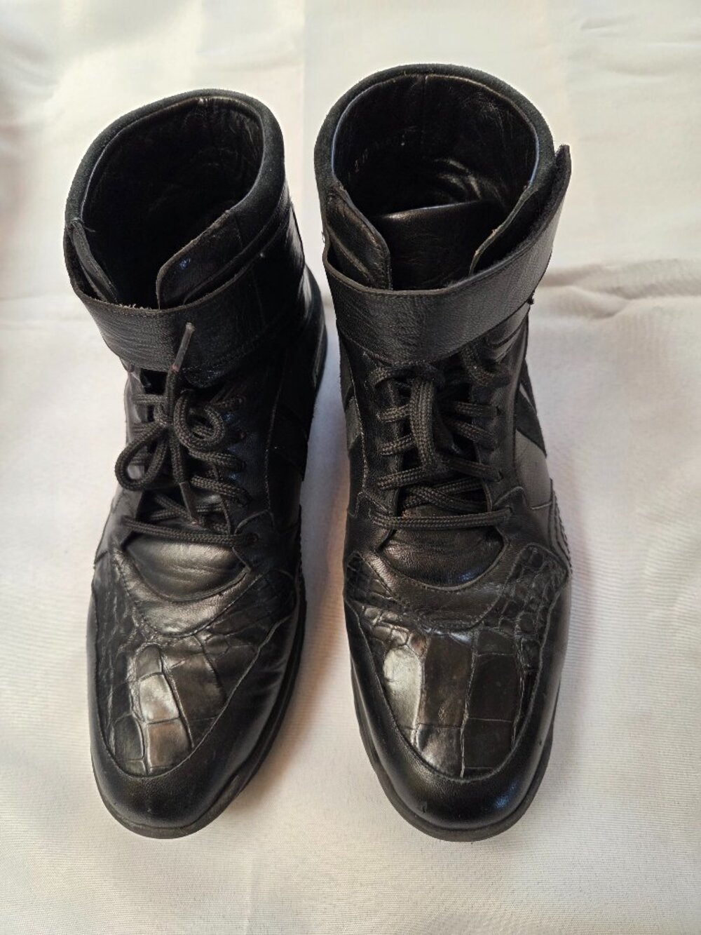 Mens Black Belvedere Crocodile High Top Sports Shoe